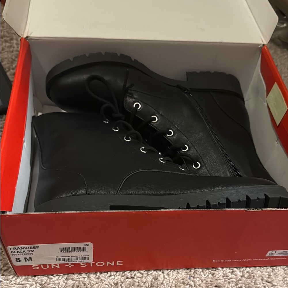 Sun + Stone Black High-Top Boots Rugged Sole